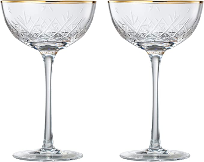 Vintage Art Deco Luxury Coupe Glasses | Set of 2 | 8 oz-4