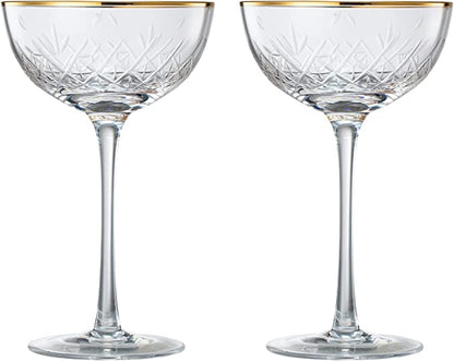 Vintage Art Deco Luxury Coupe Glasses | Set of 2 | 8 oz-4