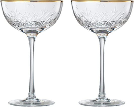 Vintage Art Deco Luxury Coupe Glasses | Set of 2 | 8 oz-4