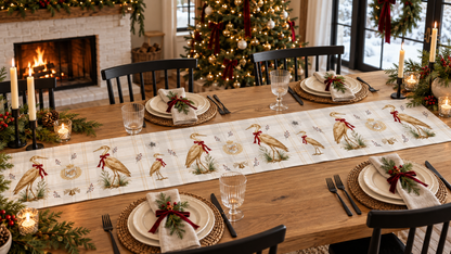 Winter Egret Table Runner