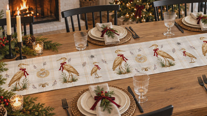 Winter Egret Table Runner